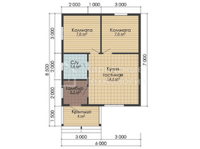 Одноэтажный дом 6 на 7  для постоянного проживания  - проекты и цены со сборкой под ключ