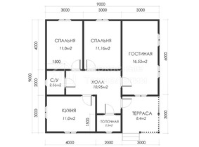 Одноэтажный угловой  дом 9 на 9  для постоянного проживания  - проекты и цены со сборкой под ключ