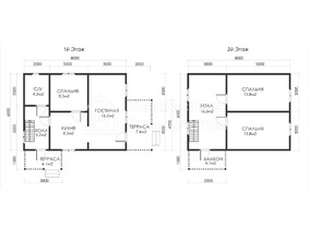Дом 6 на 8 с террасой и балконом  для постоянного проживания  - проекты и цены со сборкой под ключ
