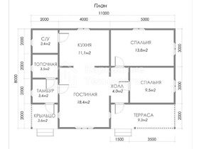 Одноэтажный дом 8 на 11  для постоянного проживания  - проекты и цены со сборкой под ключ