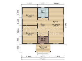 Одноэтажный дом 7 на 8 с крыльцом  для постоянного проживания  - проекты и цены со сборкой под ключ