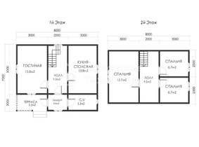 Дом 7 на 8 с крыльцом  для постоянного проживания  - проекты и цены со сборкой под ключ