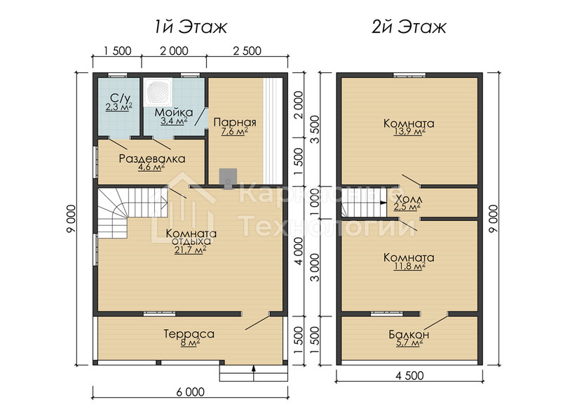 Проект каркасной бани «Дунай»