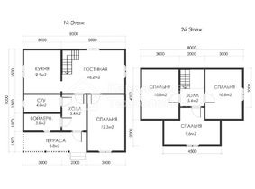 Дом 8 на 8 с тремя фронтонами  для постоянного проживания  - проекты и цены со сборкой под ключ