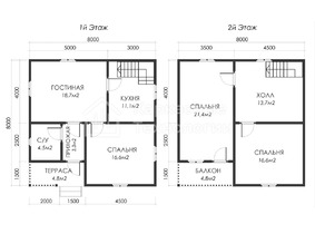 Дом 8 на 8 с двухскатной крышей  для постоянного проживания  - проекты и цены со сборкой под ключ