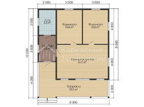 Одноэтажный дом 8 на 10 с террасой  для постоянного проживания  - проекты и цены со сборкой под ключ