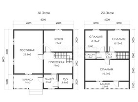 Дом 8 на 8 с мансардой и балконом  для постоянного проживания  - проекты и цены со сборкой под ключ