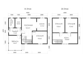 Двухэтажный дом 6 на 9  для постоянного проживания  - проекты и цены со сборкой под ключ