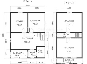 Дом 6 на 8 с крыльцом и балконом  для постоянного проживания  - проекты и цены со сборкой под ключ
