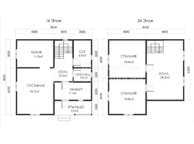 Дом 8 на 8 с крыльцом  для постоянного проживания  - проекты и цены со сборкой под ключ