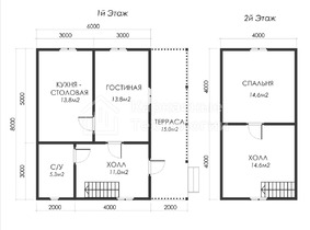 Дом 6 на 8 с санузлом  для постоянного проживания  - проекты и цены со сборкой под ключ